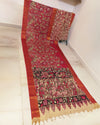 Indiehaat | Mangalagiri Handpainted Silk Saree Red
