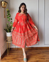 Indiehaat | Blockprinted Cotton Long Dress Orange