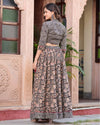 Indiehaat | Festive Fusion Lehanga Choli Set Classic Black BlockPrinted