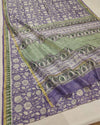 Indiehaat | Blockprint Chanderi Silk Saree Purple | Elegance in Silk