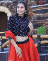 Indiehaat | Blockprinted Cotton Red & Black Lehanga Choli Set