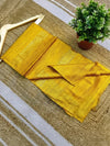 Silkmark Tussar Silk Handloom Yellow Saree with Blouse-Indiehaat
