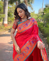 Indiehaat | Muniya Paithani Silk Zari Woven Red Saree