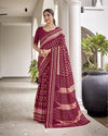 Indiehaat | Blockprinted Mul Cotton Red Saree