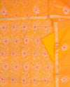 Indiehaat|Kota Doria Embroidered Orange Suits(Top+Bottom+Dupatta)