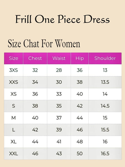 Size Chart for IndieHaat products - One Piece Frill Dress -IndieHaat