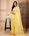 Tissue Silk Yellow Saree Plain Running Blouse | Indiehaat