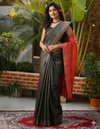 Silkmark Ghicha Tussar Classy Black & Red Saree