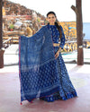 Indiehaat | Blockprinted Cotton Indigo Blue Lehanga Choli Set