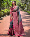 Indiehaat | Kanchipuram Tissue Silk Zari Woven Gray Saree