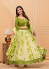 Indiehaat | Blockprinted Green Lehanga Choli Set