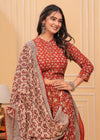 Indiehaat | Blockprinted Red Lehanga Choli Set