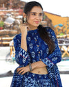 Indiehaat | Blockprinted Cotton Indigo Blue Lehanga Choli Set