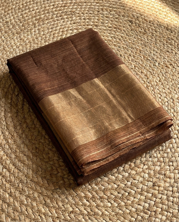 Indiehaat | Silkmark Silk Handloom Saree Brown