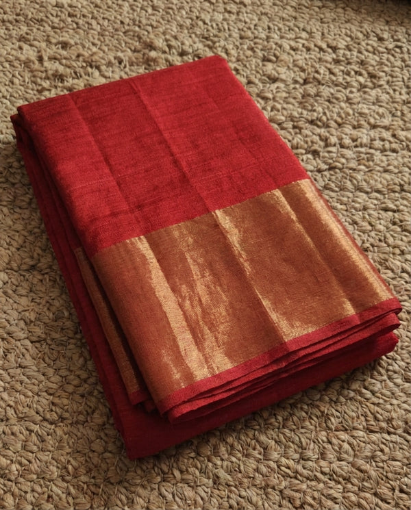 Indiehaat| Silkmark Handloom Saree Red