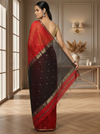 Joyful Pure Maheshwari Silk Handloom Saree Black & Red