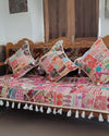 Indiehaat|Kambadiya White Sofa Throw & Cushion Cover|Elegant Décor