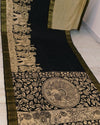 Indiehaat | Mangalagiri Silk Handpainted Black Saree