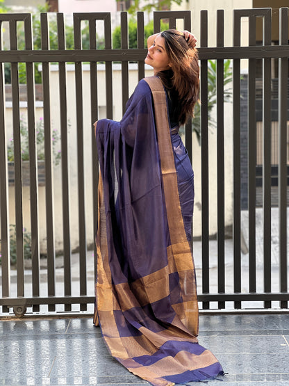 1759-Handloom Jayashree Silk Saree Blue Colour with Running Blouse