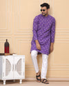 Indiehaat | Royal Reflection BlockPrinted Cotton Kurta Pyjama Royal Purple