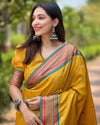 Indiehaat | Paithani Silk Zari Woven Contrast Yellow Saree