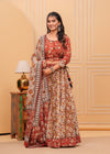 Indiehaat | Blockprinted Brown Lehanga Choli Set