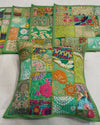 Indiehaat Khamma Ghani Kambadiya Green Cushion Cover | Elegant Décor