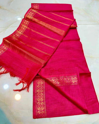 Indiehaat | Kota Silk Weaving Border Pink Saree