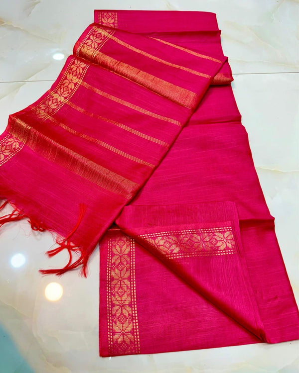 Indiehaat | Kota Silk Weaving Border Pink Saree