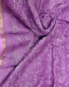 Indiehaat | Kota Doria Dark Lavendar Dupatta Jaal Embroidered Thread Work