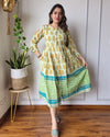 Indiehaat | Blockprinted Cotton Long Dress Yellow