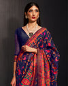 Indiehaat | Khyber Silk Blue Banarasi Brocade Saree