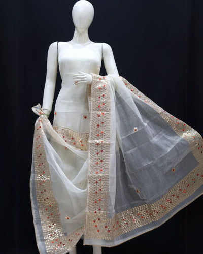 Indiehaat | Kota Cotton Gota Patti White Suit Set