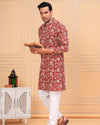 Indiehaat | BlockPrinted Cotton Kurta Pyjama Red