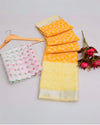 Indiehaat | Kota Doria Yellow Saree Embroidery With Blouse Piece