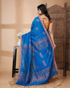 Indiehaat | Matka Silk Blue Saree Jacquard Weaving