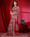 Indiehaat | Kashmiri Silk Printed Red Saree