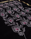 Indiehaat|Kota Doria Embroidered Black Suits(Top+Bottom+Dupatta)