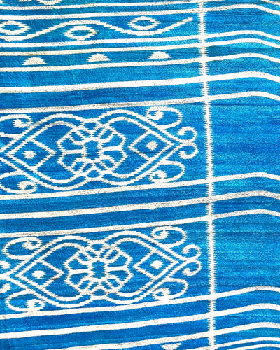 Silkmark Tussar Precious Blockprint Beige & Blue Saree