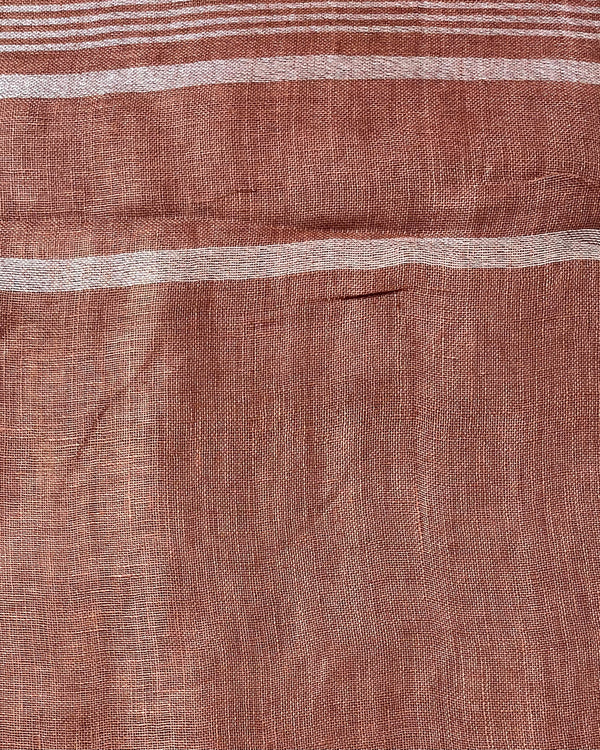 Ethereal Handwoven Pure Linen Brown Saree
