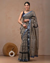 Indiehaat | Maheshwari Silk Saree Multi Color Bagru Handblock Printed with Running Blouse (Silk by Silk)