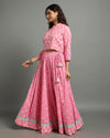 Indiehaat | Blockprinted Cotton Pink Stitched Lehanga