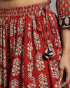 Indiehaat | Blockprinted Cotton Red Stitched Lehanga