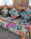 Indiehaat|Kambadiya Green Sofa Throw & Cushion Cover|Elegant Décor