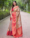 Indiehaat | Dharmavaram Silk Zari Woven Copper & Red Saree