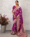 Indiehaat | Banarasi Silk Satin Weaving Purple Saree