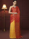 Stunning Pure Linen Striped Red & Yellow Saree