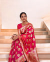 Indiehaat | Banarasi Silk Satin Weaving Pink Saree