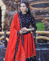 Indiehaat | Blockprinted Cotton Red & Black Lehanga Choli Set