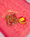 Rose Peach Kota Doria Kalamkari Saree|Blouse Piece|Indiehaat